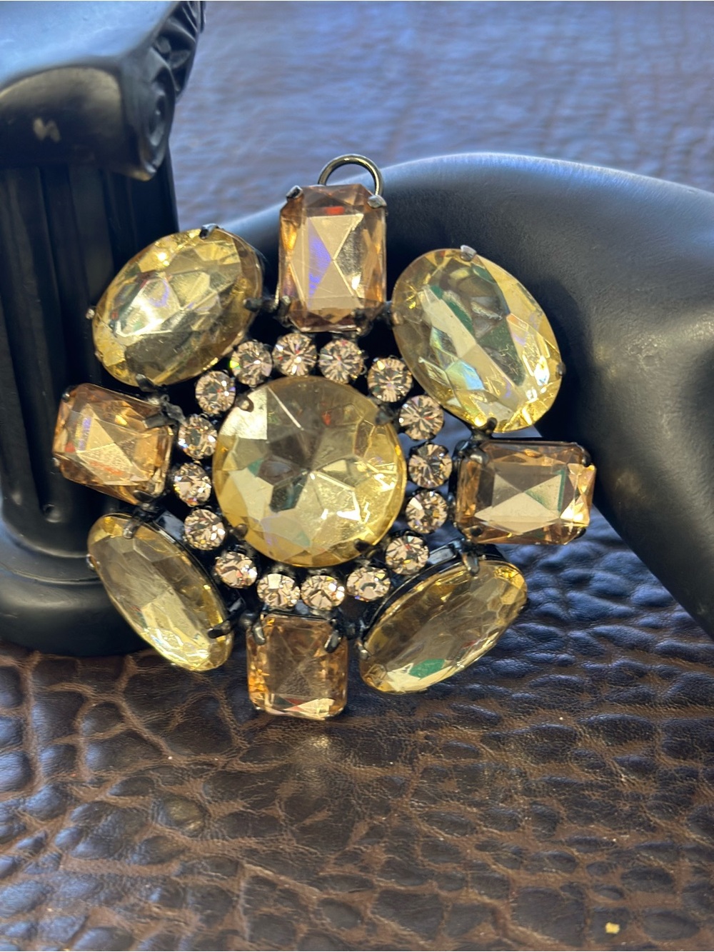 Vintage Crystal Floral Pendant Necklace